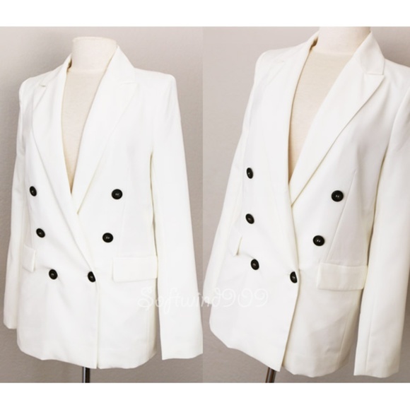 Forever 21 Jackets & Blazers - Last 1☝️ White Double Breasted Long Blazer Jacket